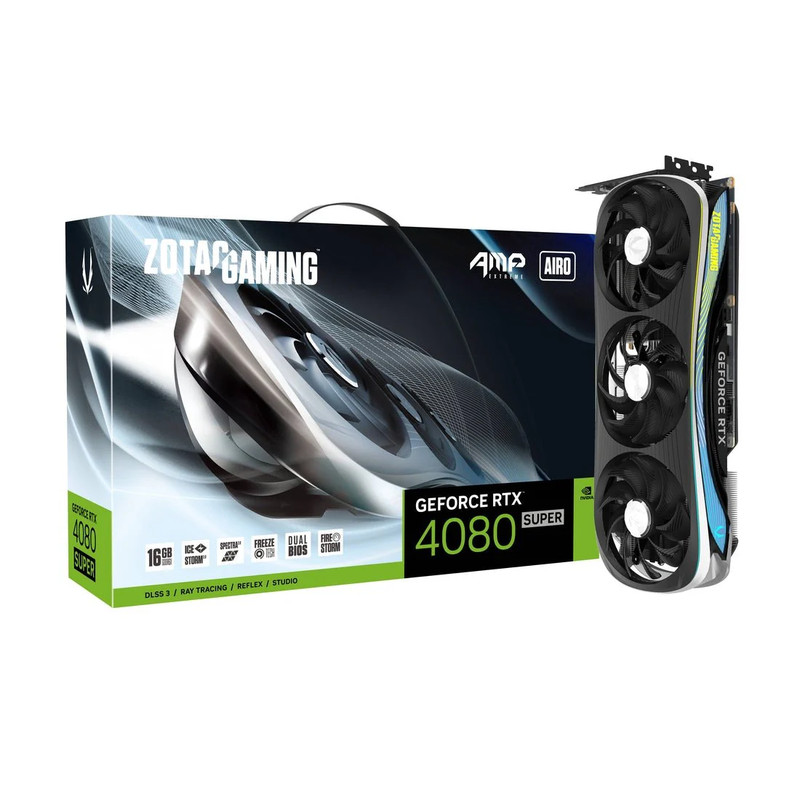 Zotac Gaming GeForce RTX 4080 SUPER AMP Extreme AIRO 16GB GDDR6X Graphics Card ZT-D40820B-10P - Black - كرت الشاشة
